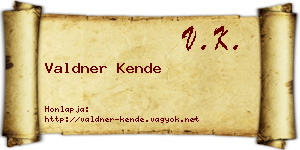 Valdner Kende névjegykártya